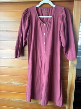 kate quinn organic cotton Mauve Button-Front Midi Dress